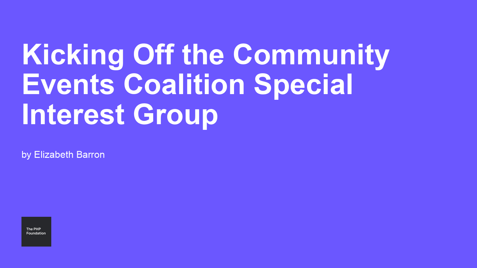 Kicking Off the Community Events Coalition Special Interest Group