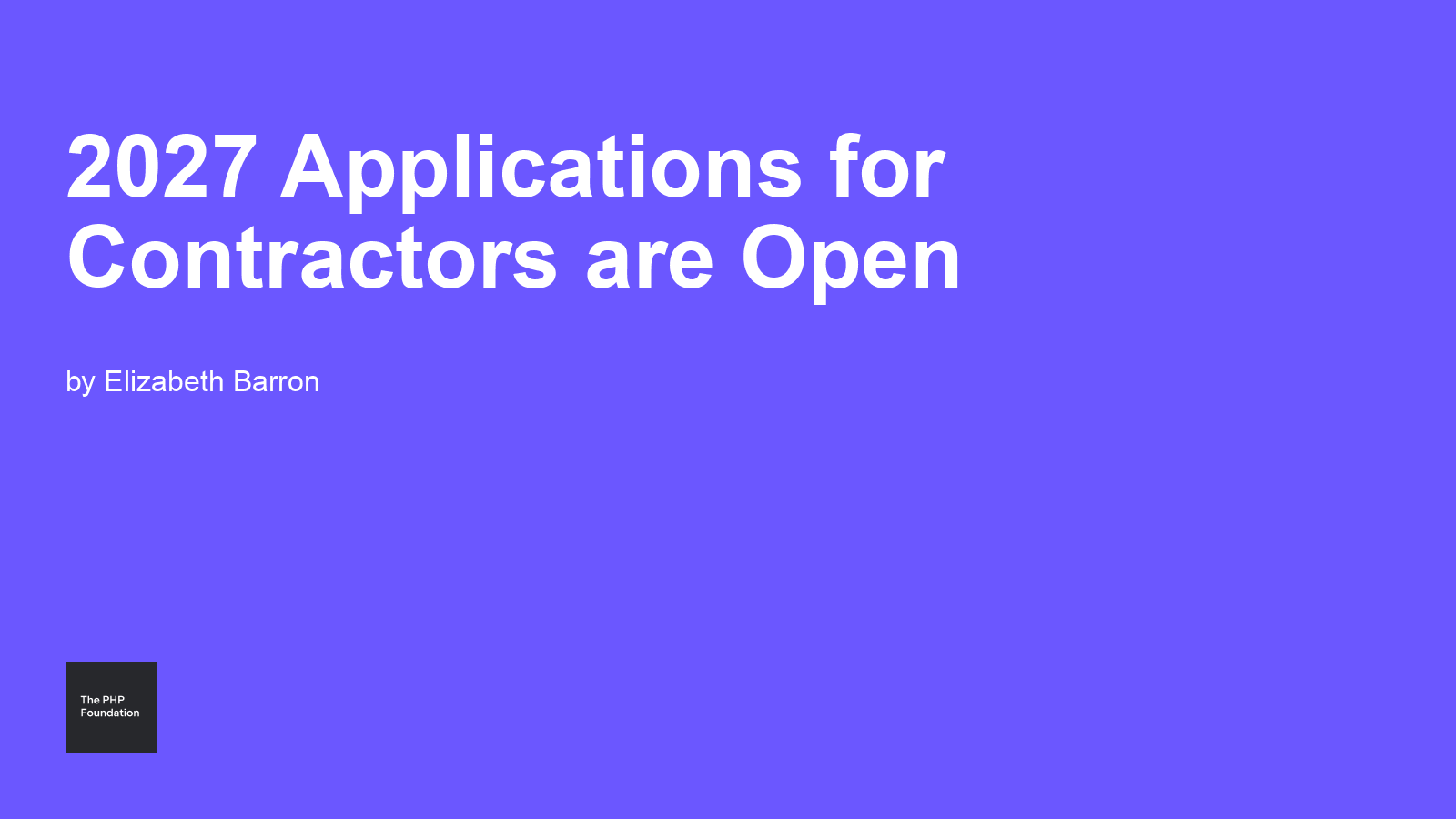 2027 Applications for Contractors are Open